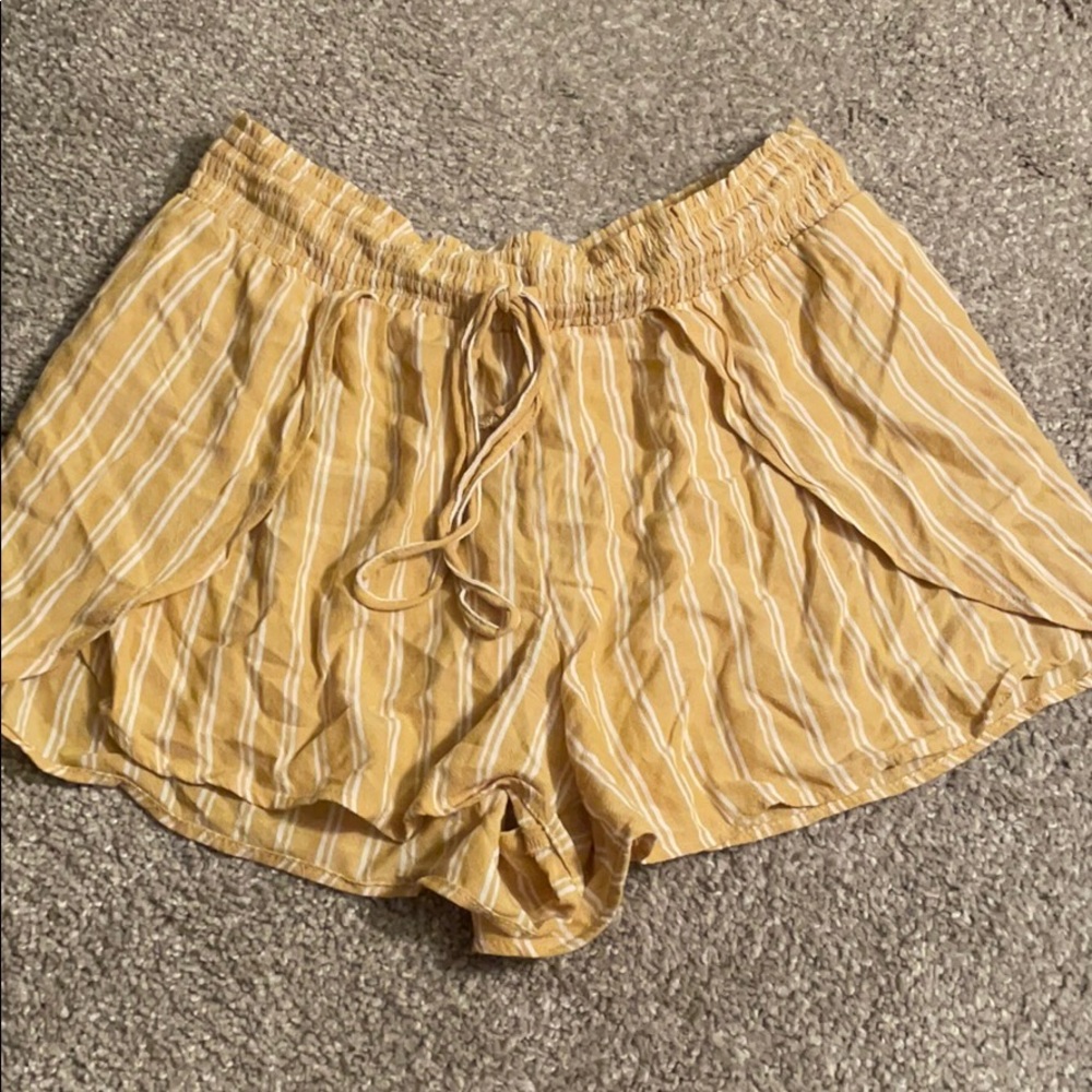 Yellow and white striped American Eagle shorts